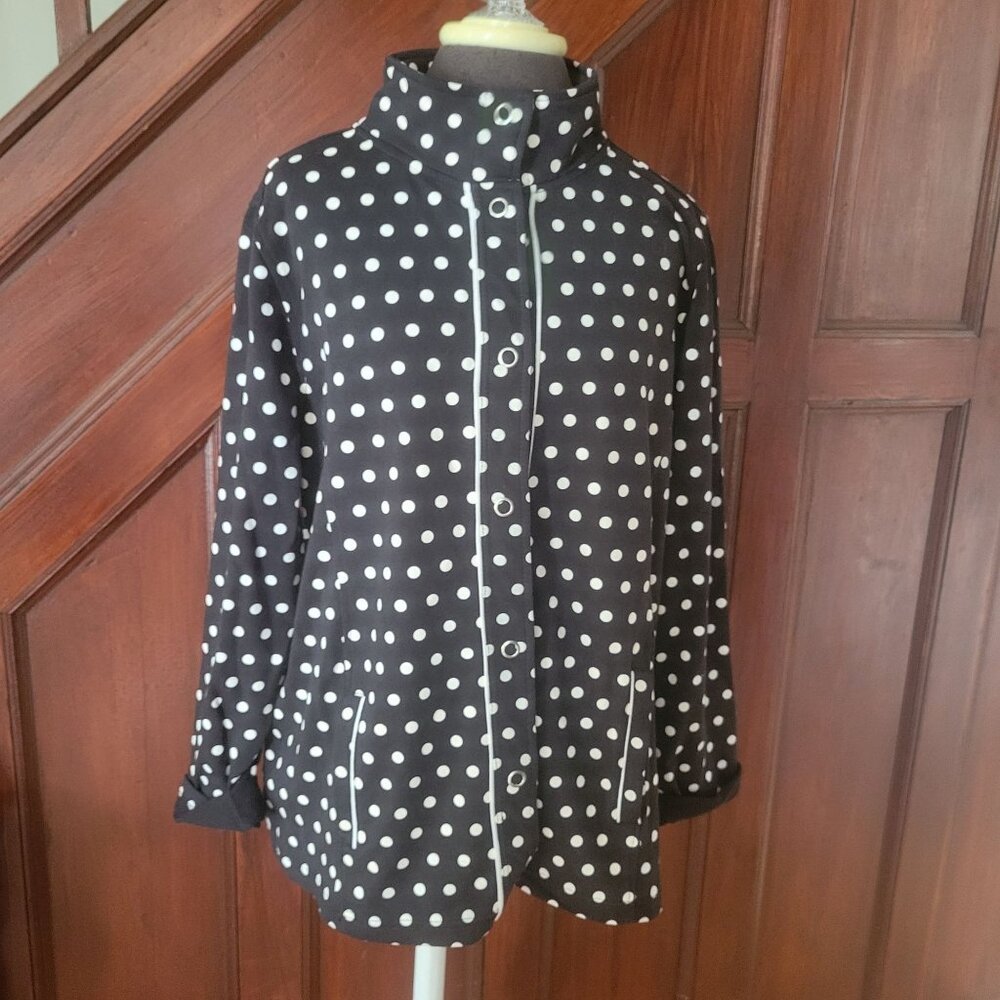 Quacker Factory Women's Polka Dot Jacket Black & White Size L